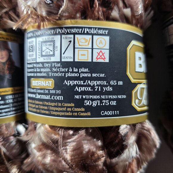 Bernat Boa Furs Yarn Lot Of 13 Skeins Polyester Brown Pink Multicolor craft - Picture 3 of 8